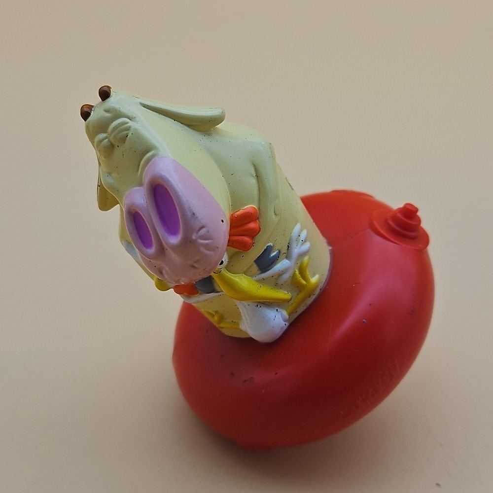 Vintage 2000 Cow And Chicken Hardee's Toy Spinning Top Cartoon